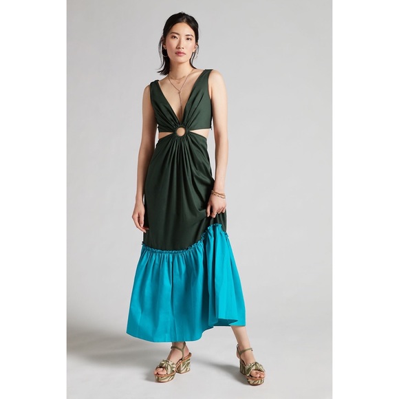 Anthropologie Flounced Cut-Out Maxi Dress - Picture 2 of 6